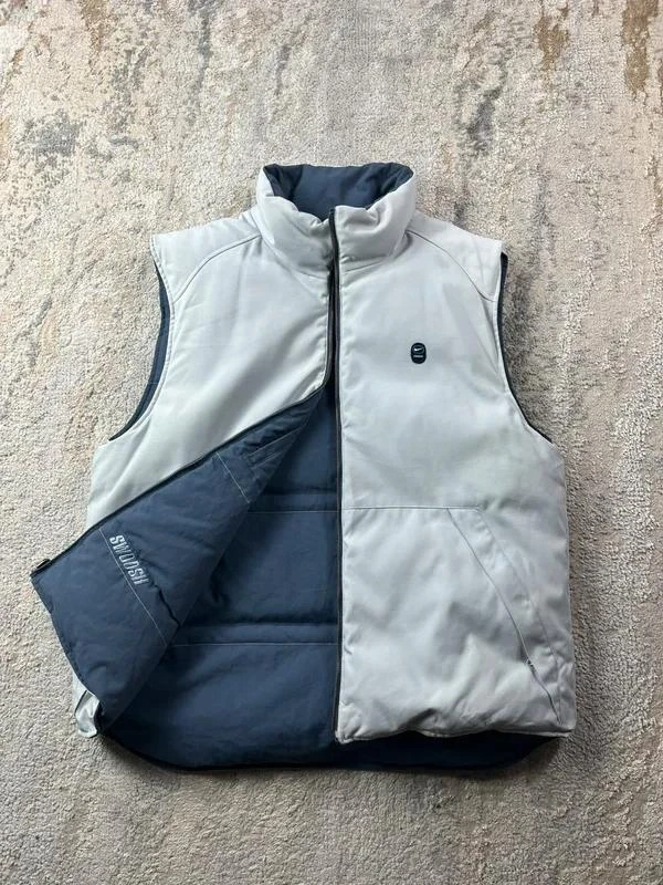 Vintage Retro 00’s y2k Nike Reversible Swoosh Embroidered Blue Navy Body Warmer